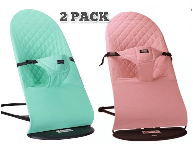 Two Pack Mint & Pink Bouncer Replacement Cover - Soft Cotton