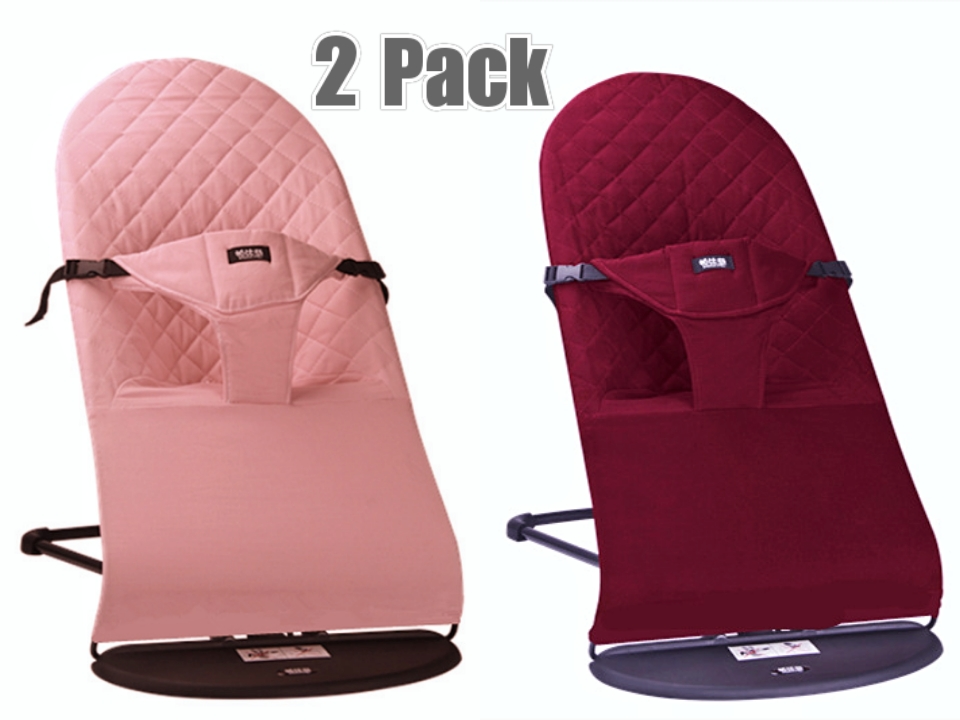 Two Pack Pink & Red Bouncer Replacement Cover - Soft Cotton