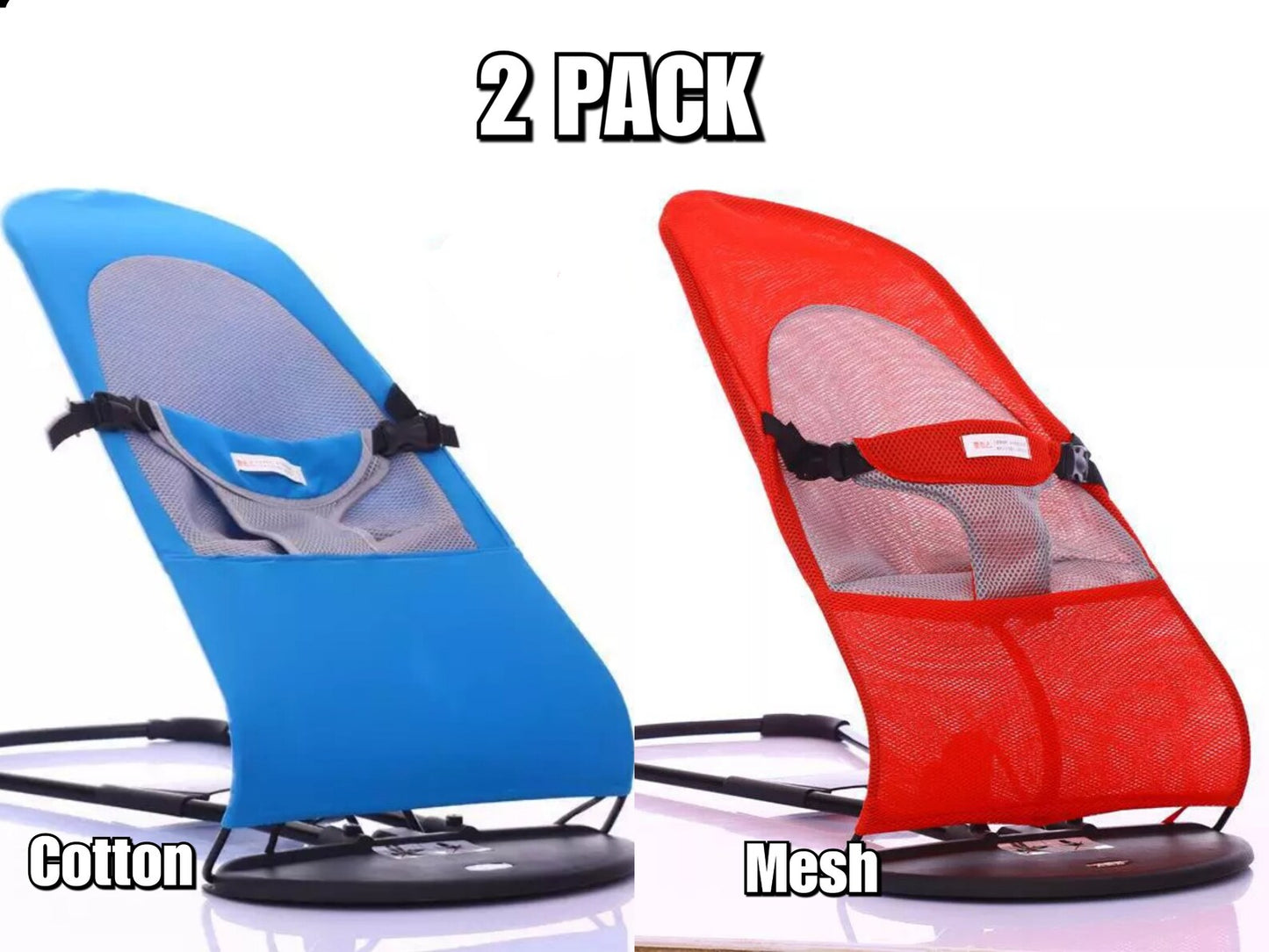 Two Pack Blue & Red Bouncer Replacement Cover - Cotton & Mesh