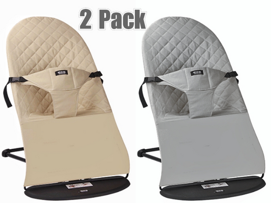 Two Pack Grey & Beige Bouncer Replacement Cover - Soft Cotton